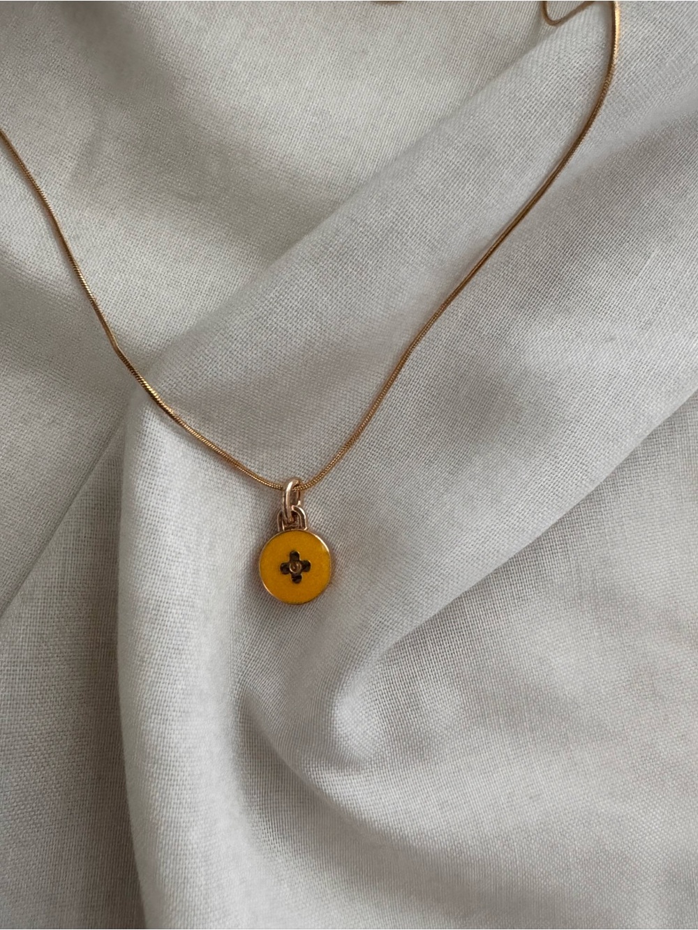 LV Louis Vuitton Upcycled Floral Motif Pendant Necklace - yellow and gold